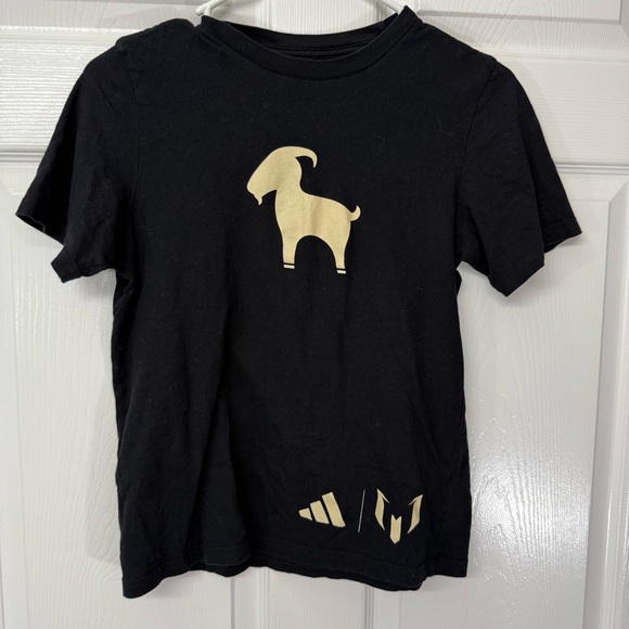 Adidas Kids Black Tee with Gold Goat Messi Design - Picture 1 of 4